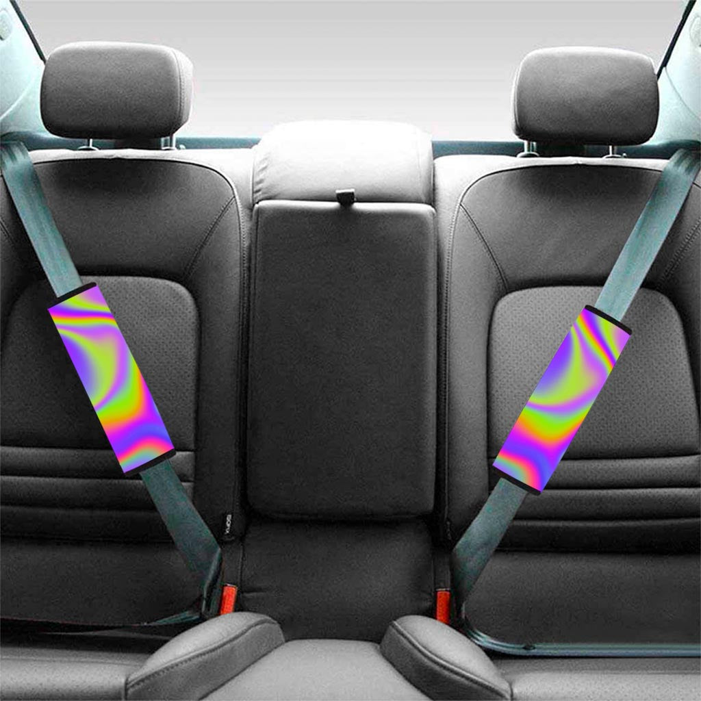 Abstract Holographic Trippy Print Car Seat Belt Covers