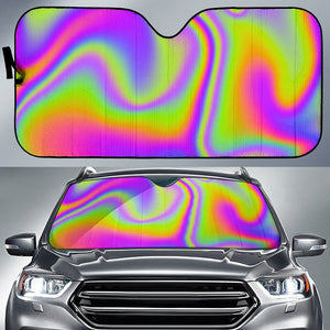 Abstract Holographic Trippy Print Car Sun Shade GearFrost