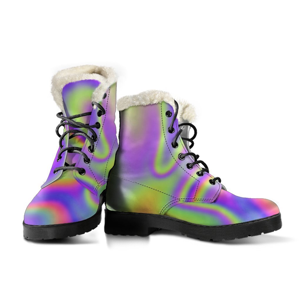 Abstract Holographic Trippy Print Comfy Boots GearFrost