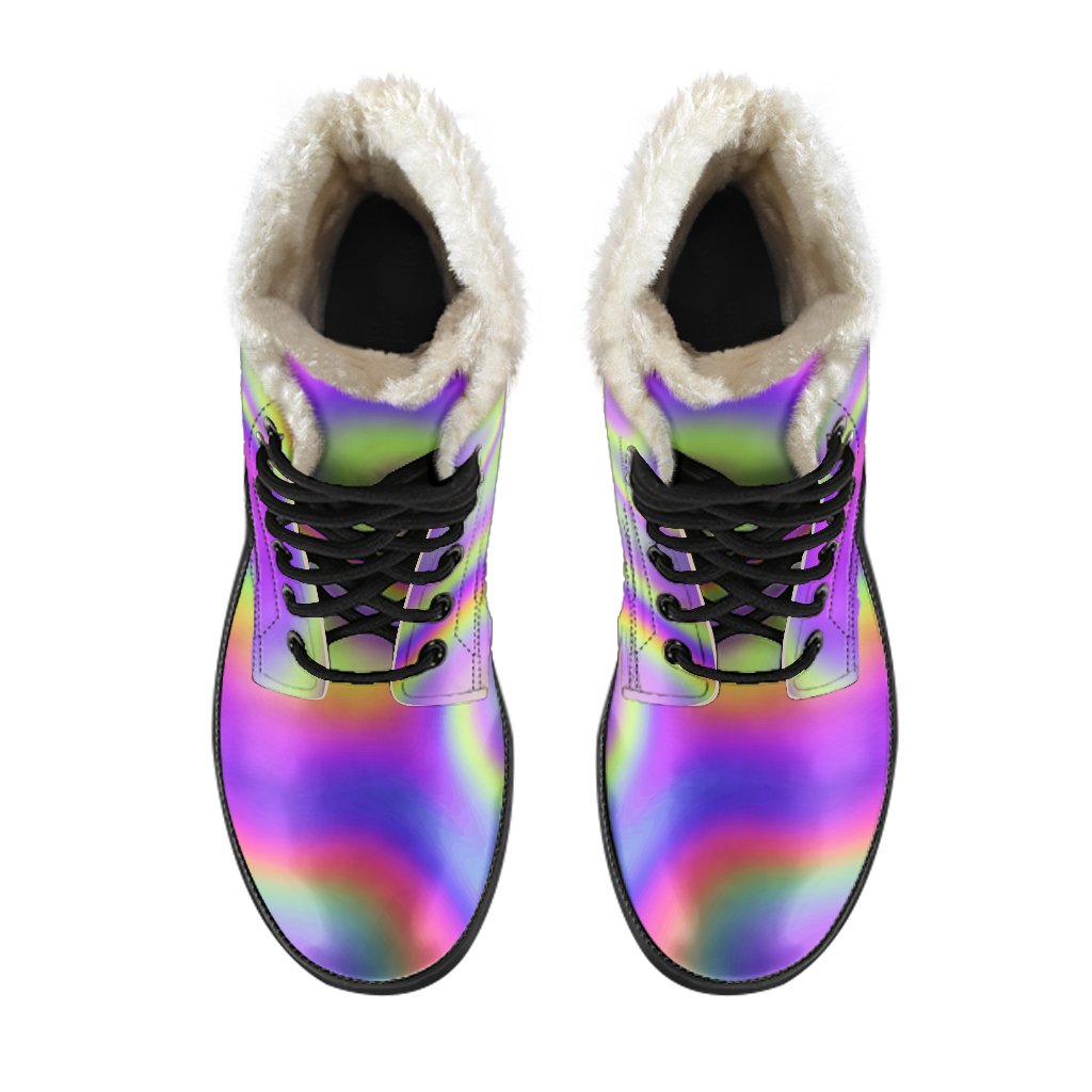 Abstract Holographic Trippy Print Comfy Boots GearFrost