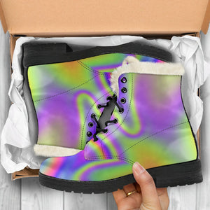 Abstract Holographic Trippy Print Comfy Boots GearFrost