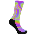 Abstract Holographic Trippy Print Crew Socks