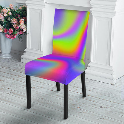 Abstract Holographic Trippy Print Dining Chair Slipcover
