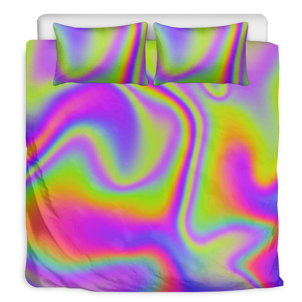 Abstract Holographic Trippy Print Duvet Cover Bedding Set