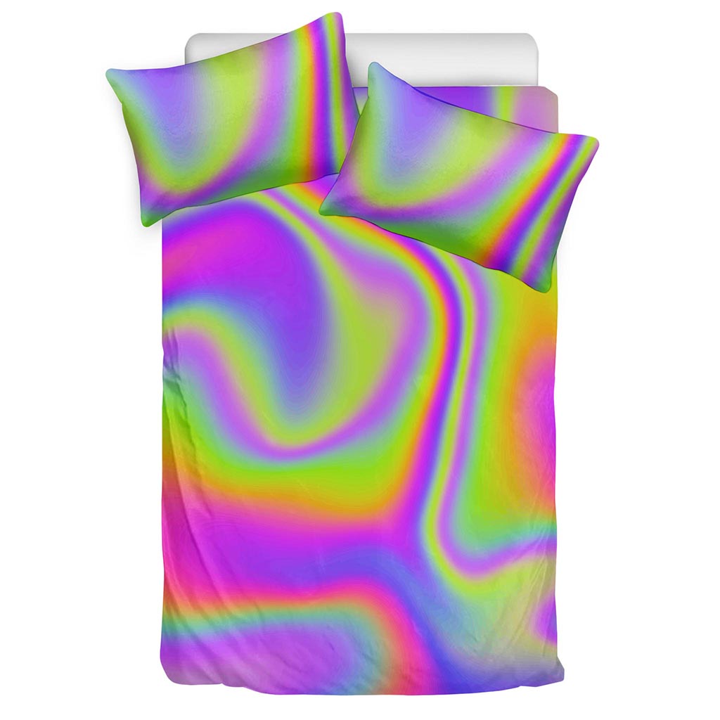 Abstract Holographic Trippy Print Duvet Cover Bedding Set