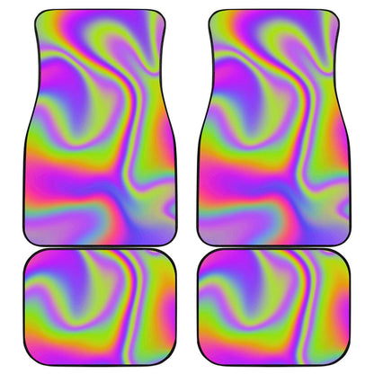 Abstract Holographic Trippy Print Front and Back Car Floor Mats