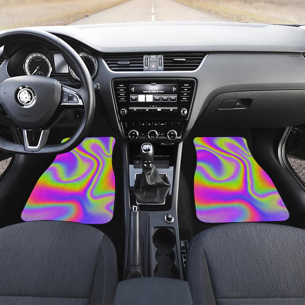 Abstract Holographic Trippy Print Front and Back Car Floor Mats