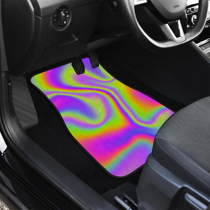 Abstract Holographic Trippy Print Front and Back Car Floor Mats