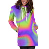 Abstract Holographic Trippy Print Hoodie Dress GearFrost