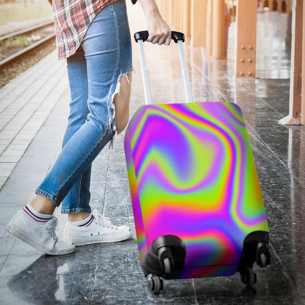 Abstract Holographic Trippy Print Luggage Cover GearFrost