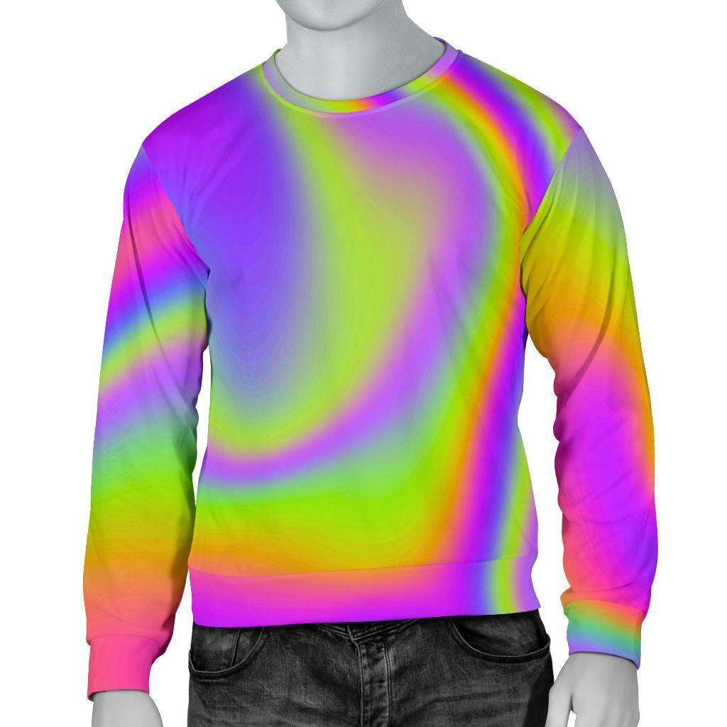 Abstract Holographic Trippy Print Men's Crewneck Sweatshirt GearFrost