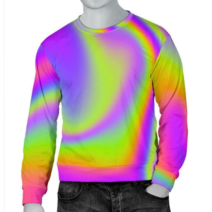 Abstract Holographic Trippy Print Men's Crewneck Sweatshirt GearFrost