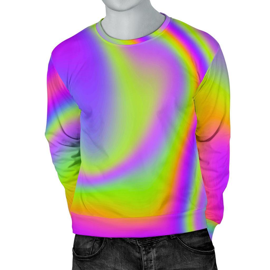 Abstract Holographic Trippy Print Men's Crewneck Sweatshirt GearFrost