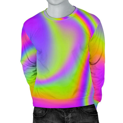 Abstract Holographic Trippy Print Men's Crewneck Sweatshirt GearFrost