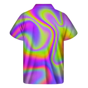 Abstract Holographic Trippy Print Men's Short Sleeve Shirt