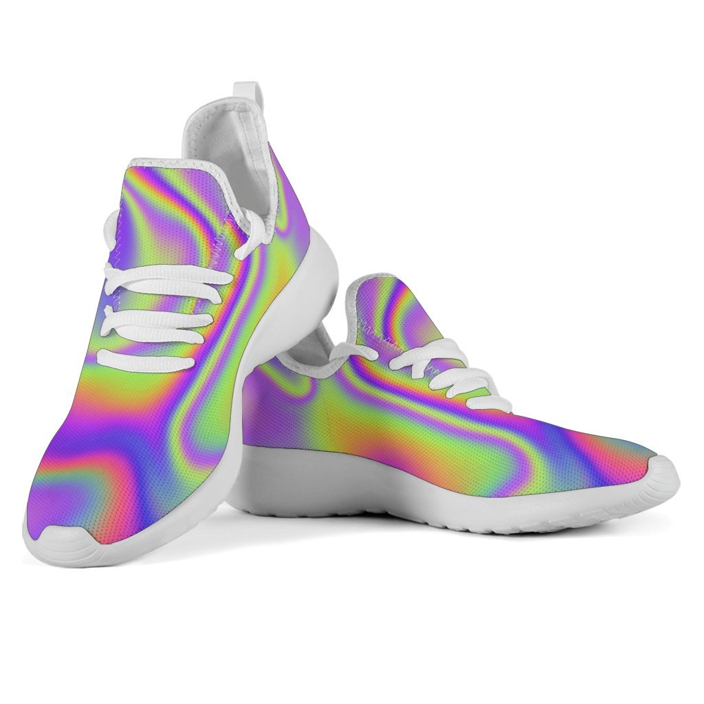 Abstract Holographic Trippy Print Mesh Knit Shoes GearFrost