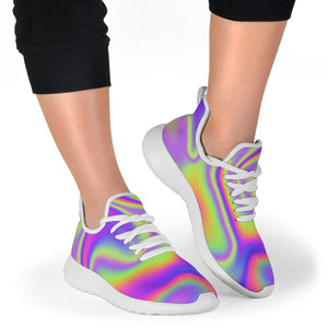Abstract Holographic Trippy Print Mesh Knit Shoes GearFrost