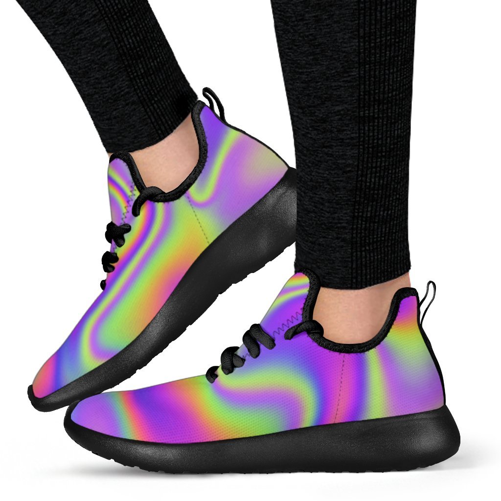 Abstract Holographic Trippy Print Mesh Knit Shoes GearFrost