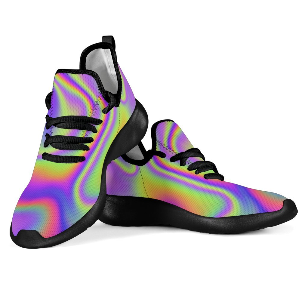 Abstract Holographic Trippy Print Mesh Knit Shoes GearFrost