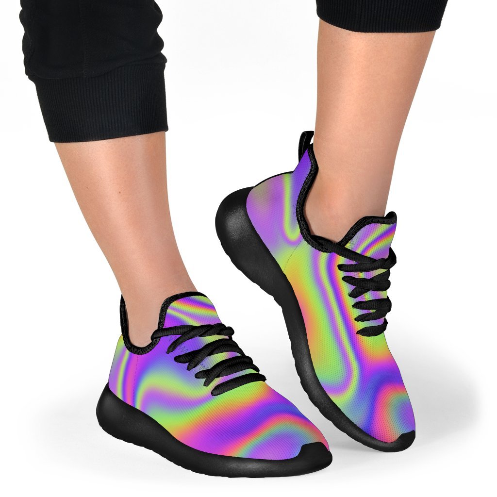 Abstract Holographic Trippy Print Mesh Knit Shoes GearFrost