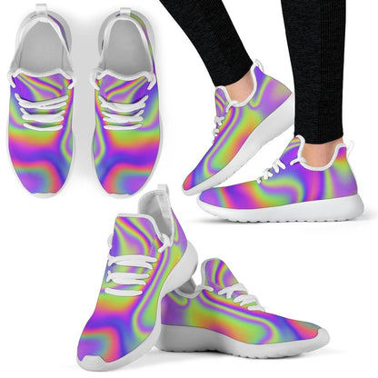Abstract Holographic Trippy Print Mesh Knit Shoes GearFrost