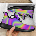Abstract Holographic Trippy Print Mesh Knit Shoes