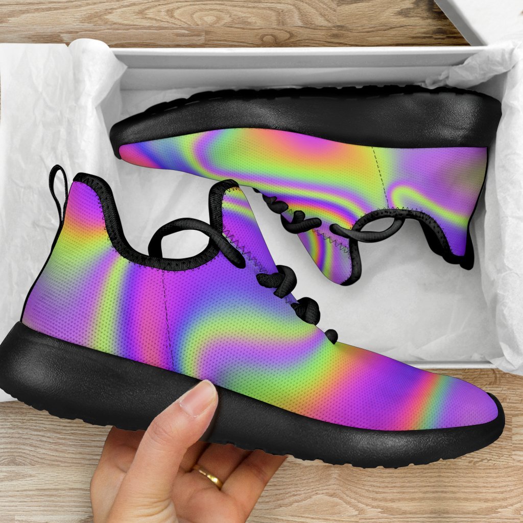 Abstract Holographic Trippy Print Mesh Knit Shoes GearFrost