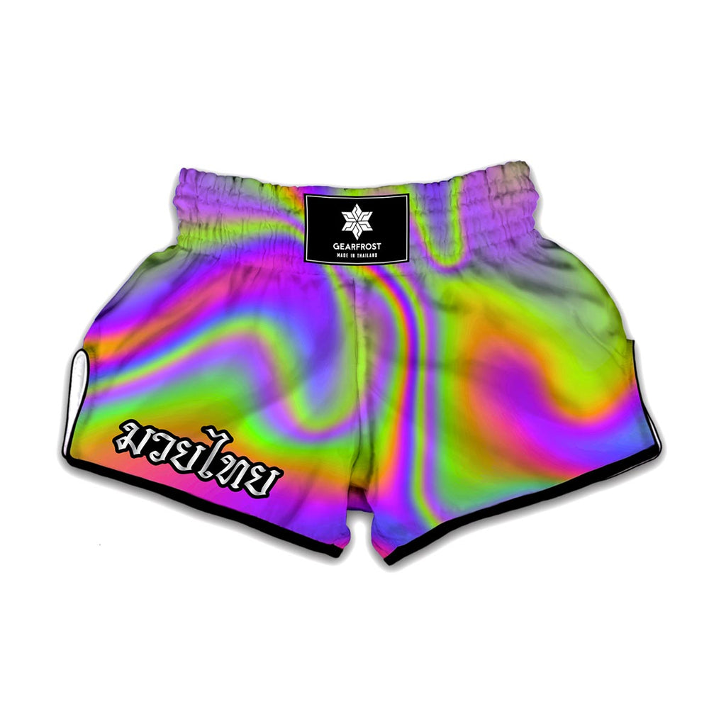 Abstract Holographic Trippy Print Muay Thai Boxing Shorts