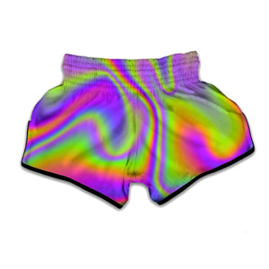 Abstract Holographic Trippy Print Muay Thai Boxing Shorts