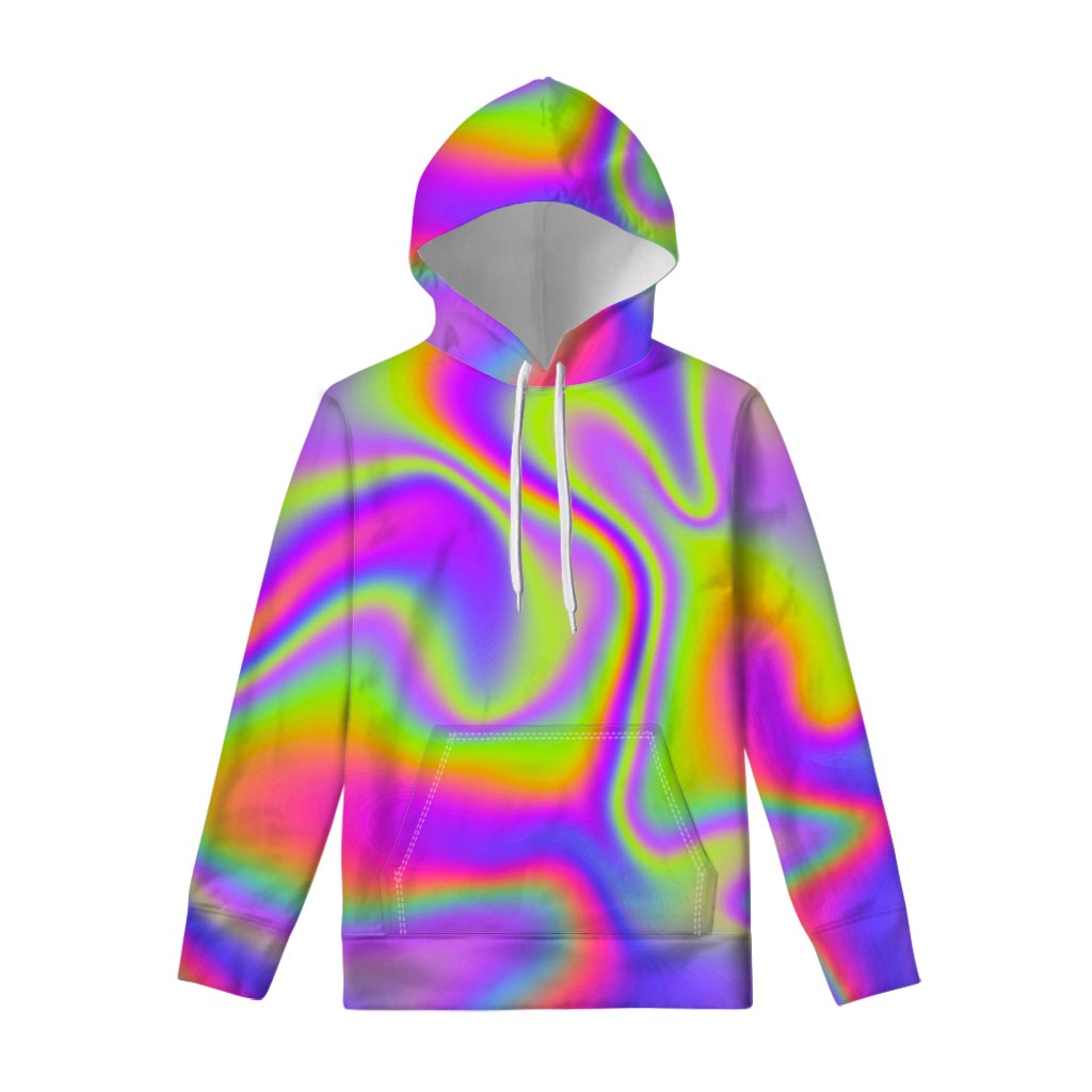 Abstract Holographic Trippy Print Pullover Hoodie