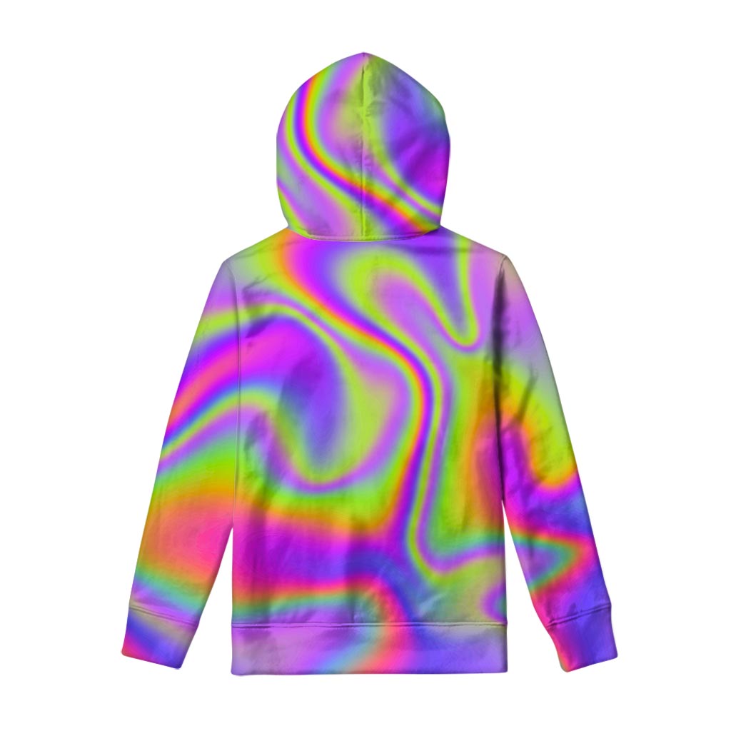 Abstract Holographic Trippy Print Pullover Hoodie
