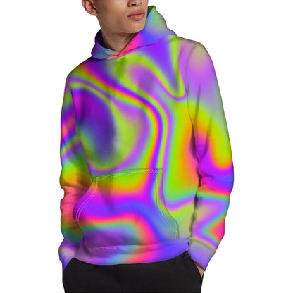 Abstract Holographic Trippy Print Pullover Hoodie
