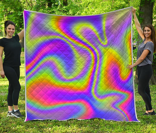 Abstract Holographic Trippy Print Quilt