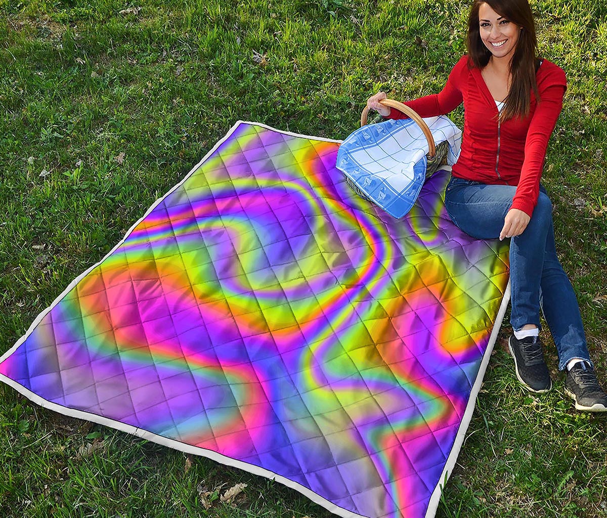Abstract Holographic Trippy Print Quilt