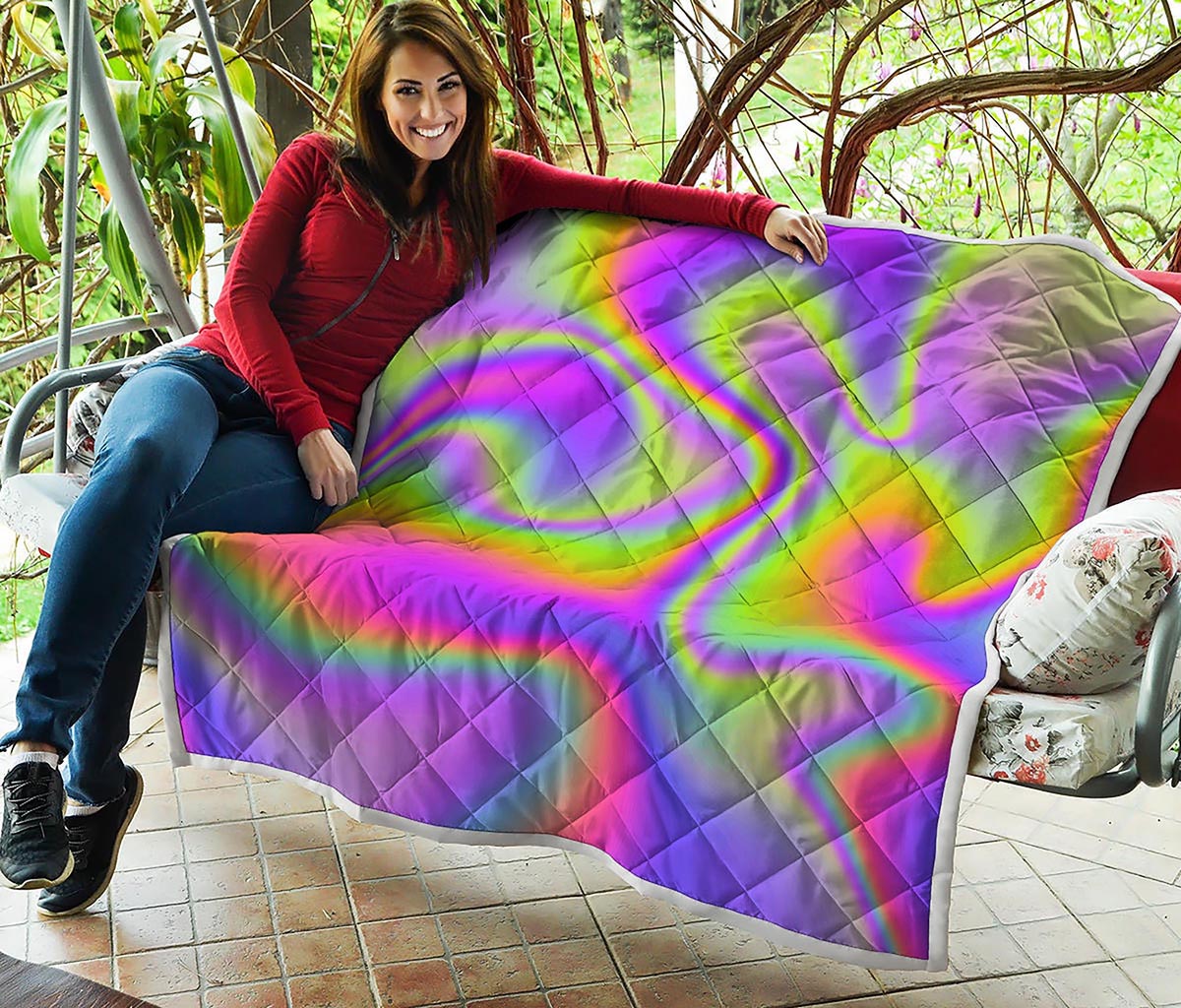 Abstract Holographic Trippy Print Quilt