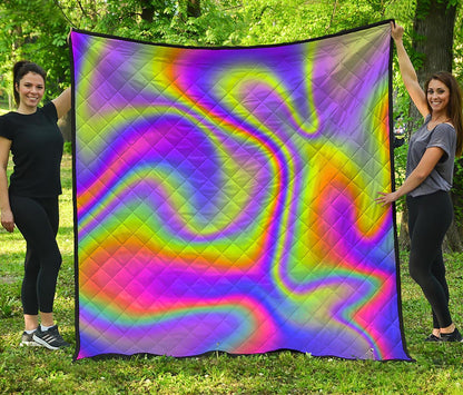 Abstract Holographic Trippy Print Quilt