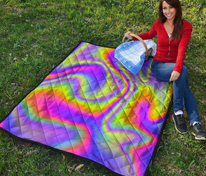 Abstract Holographic Trippy Print Quilt
