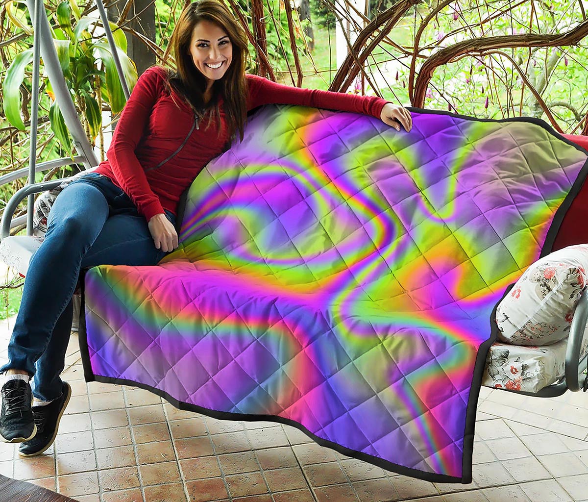 Abstract Holographic Trippy Print Quilt