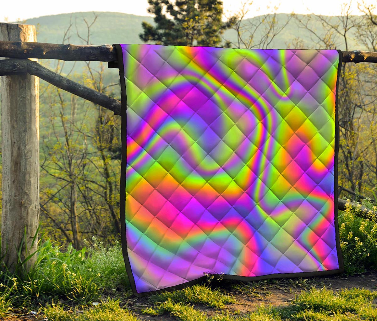 Abstract Holographic Trippy Print Quilt