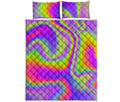 Abstract Holographic Trippy Print Quilt Bed Set