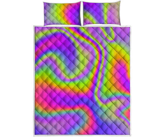 Abstract Holographic Trippy Print Quilt Bed Set