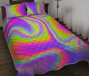Abstract Holographic Trippy Print Quilt Bed Set