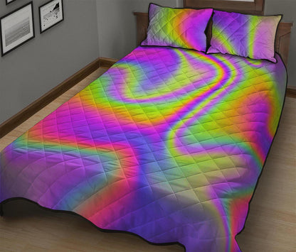 Abstract Holographic Trippy Print Quilt Bed Set