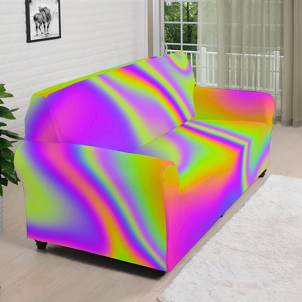 Abstract Holographic Trippy Print Sofa Cover