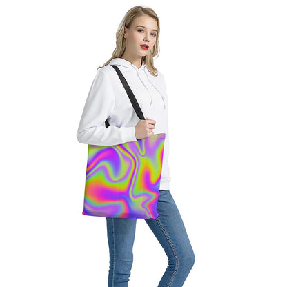 Abstract Holographic Trippy Print Tote Bag