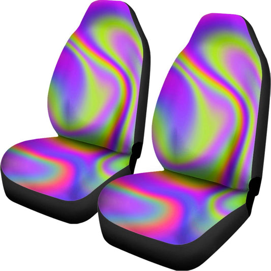 Abstract Holographic Trippy Print Universal Fit Car Seat Covers