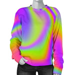 Abstract Holographic Trippy Print Women's Crewneck Sweatshirt GearFrost
