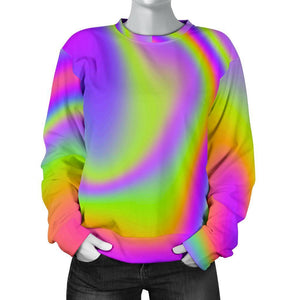 Abstract Holographic Trippy Print Women's Crewneck Sweatshirt GearFrost