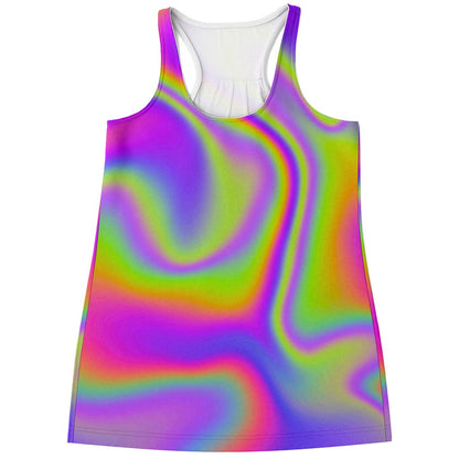 Abstract Holographic Trippy Print Women's Racerback Tank Top