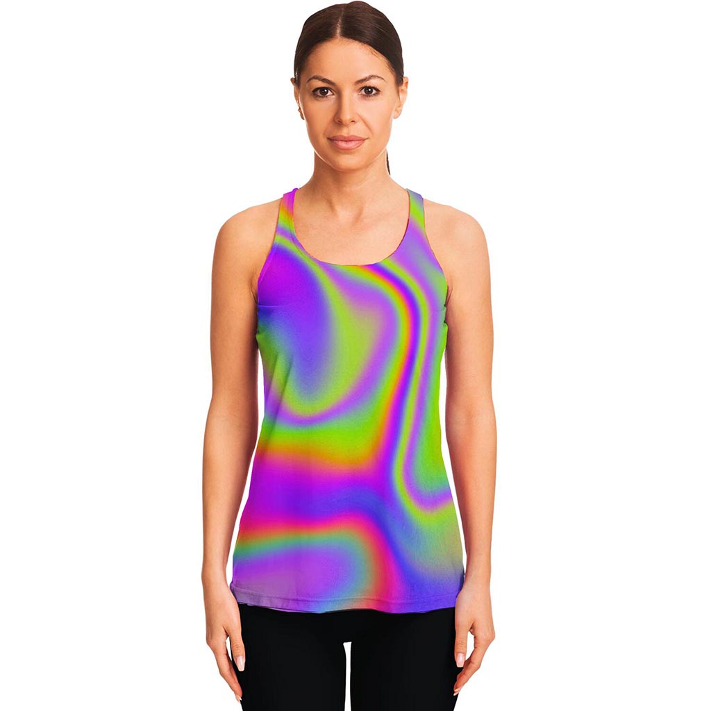 Abstract Holographic Trippy Print Women's Racerback Tank Top